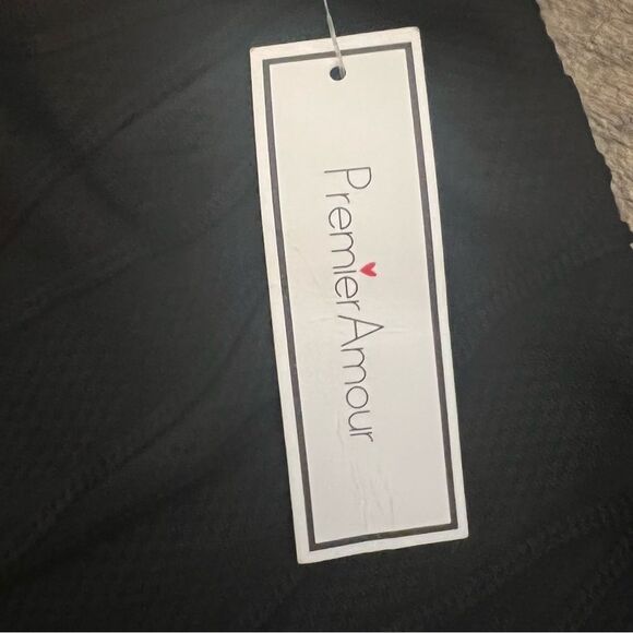 Off-shoulder black Bodycon midi dress gold zipper back NWT Size 10 Premier Amour - Picture 8 of 12